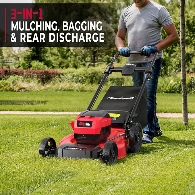 Powersmart 80V 21" Brushless Cordless Lawn Mower (Push) Battery Lawn Mower with 6.0Ah Battery and Charger