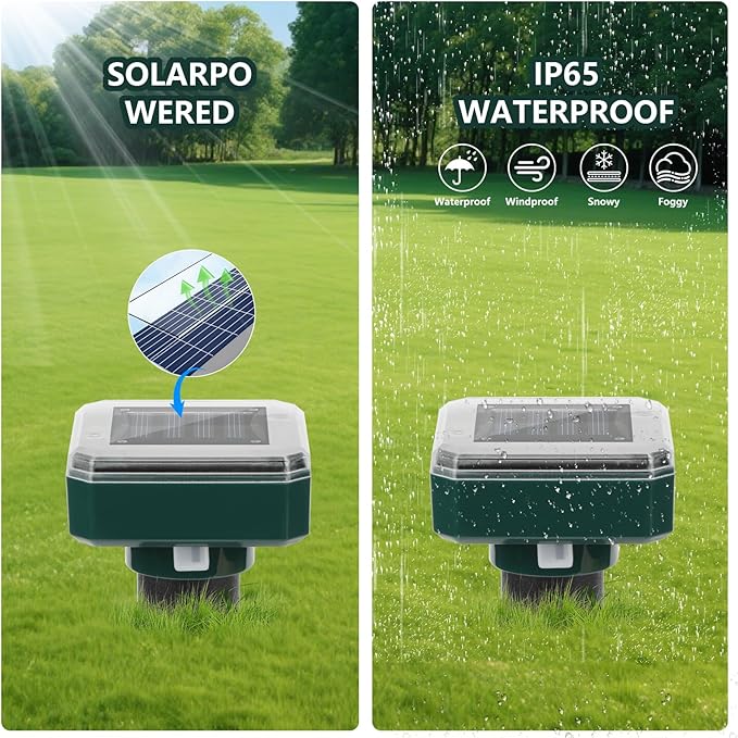 Mole Repellent Solar Powered, 8 Pack Waterproof Ultrasonic Gopher Vole Repellent Outdoor, Rat, Squirrel, Skunk, Repellent for Lawn Garden Yard