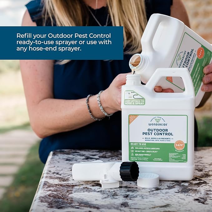 Wondercide - Outdoor Pest Control Spray Concentrate with Natural Essential Oils - Mosquito, Ant, Roach, and Insect Killer, Treatment, and Repellent - Safe Around Pets, Plants, Kids - 16 oz