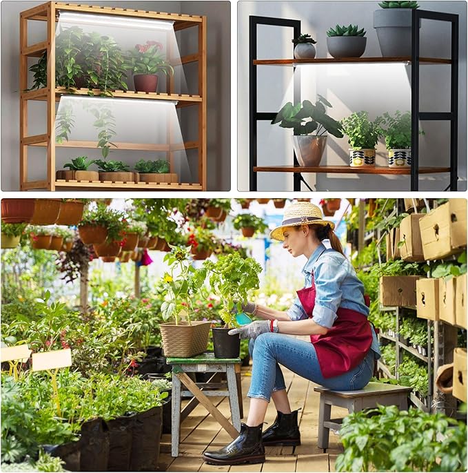 4 Bars Grow Light Strips for Indoor Plants with Auto ON/Off Timer 6/12/18H, 5 Dimmable Levels for Shelves Plant Growing(Pack 2)