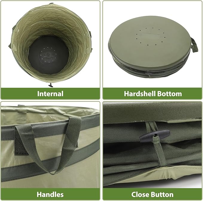 YUDI & GARDEN 45 Gallon Hard Bottom Collapsible Garden Bag|Collapsible Trash Can|Camping Trash Can, for Collecting Weeds or Party and Yard Waste