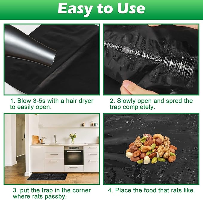 36 Pack Super Sticky Rat Traps, Sticky Mouse Traps, Sticky Snake Traps, Mice Mouse Rat Glue Traps, Sticky Glue Traps for Mice Rats Snakes Roaches Indoor Home Outdoor Kitchen, Easy to Set (26" x 11")