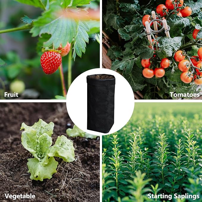 Belit 100 Pcs 10.2" H Deep Nursery Grow Bags, Non-Woven Plants Pots Container for Starting Rooted Plants Vegetable, Flower, Seedling Tree, Black