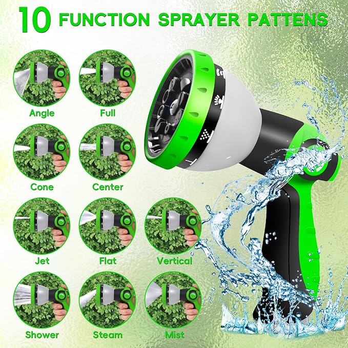 100FT Stainless Steel Garden Hose, Heavy Duty Flexible Metal Water Hose with 10-Function Nozzle, Lightweight & No-Kink Garden Hose, Durable Solid Fittings for Lawn, Car, RV, Outdoor Watering