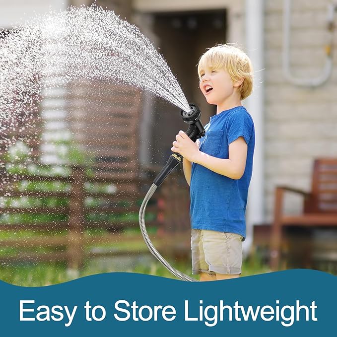 Stainless Steel Garden Hose 75ft Heavy Duty Metal Water Hoses with 10 Function Water Hose Nozzles for Yard Outdoor