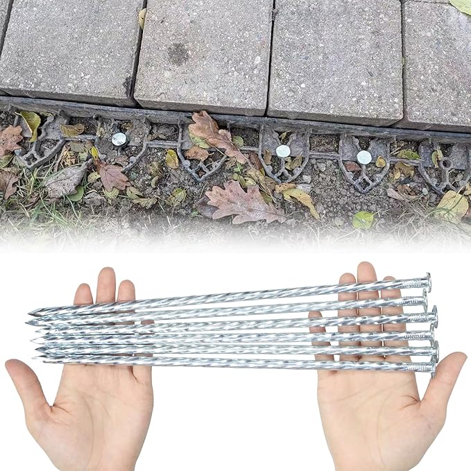 12-inch Artificial Turf Stakes Solid Galvanized Metal Spiral Landscape Edging Spikes for Outdoor, Heavy-Duty Rust Resistant Security Anchoring Spikes (26)
