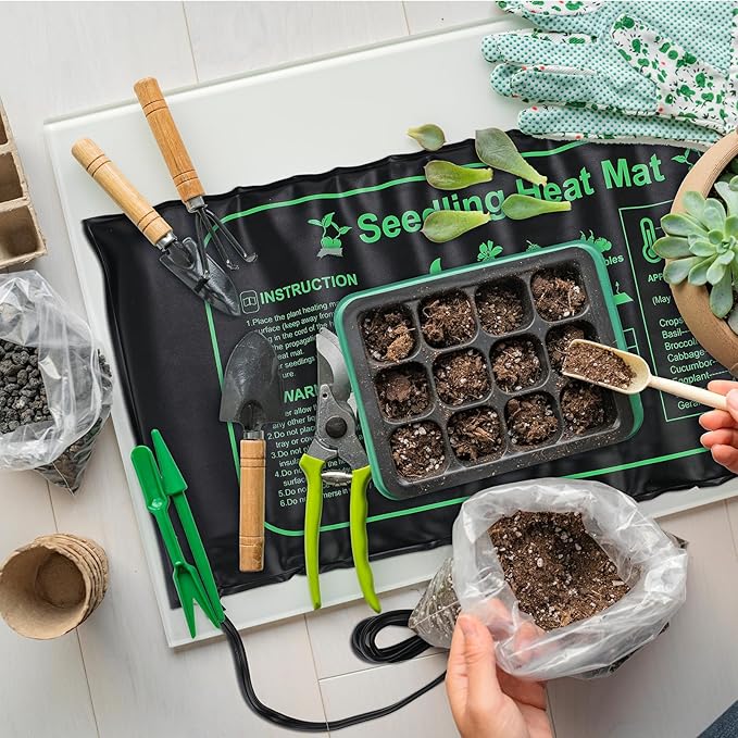 ROCEEI 8 Pack Seedling Heat Mat Bulk, 10" x 20.75" Heat Mats for Seed Starting Plant Heating Mat Grow Mats Waterproof Hydroponic Heating Pad Warm Seed for Greenhouse Plants Germination Grow