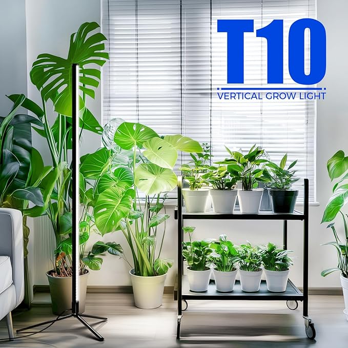 Barrina Vertical Grow Light T10, 42W 5000K, Full Spectrum LED Plant Light for Indoor,Standing Wide Coverage, 4FT Height with On/Off Switch and Tripod Floor Stand