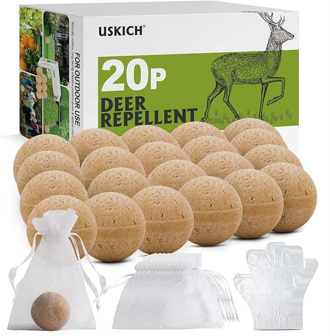 20 Pack Deer Repellent, Rabbit Repellent, Deer Deterrent, Powerful Deer Repellent Outdoor for Plants, Rabbit Repellant for Garden, Deers Repellent for Outdoor Tree Yard, Safe for Deer and Plants