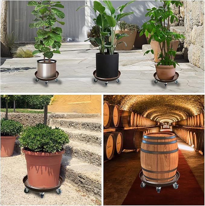 3 Pack Metal Heavy Duty Plant Caddy With Wheels 14 Inch, Round Plant Caddy Suitable For Outdoor and Indoor Mobile Flower Pots, Don't Worry About This Metal Product Getting Deformed or Damaged.