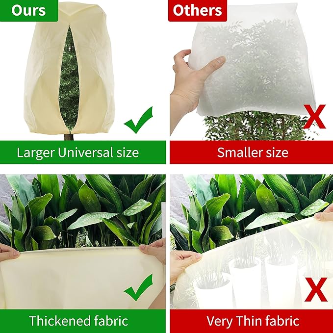 TCBWFY 95x80 Inch Huge Plant Covers Freeze Protection Frost Cloth for Outdoor Plants,2.82oz/yd² Thickened Winter Tree Covers with Zipper Drawstring,2 Pack Frost Blanket from Wind,Pest and Animal