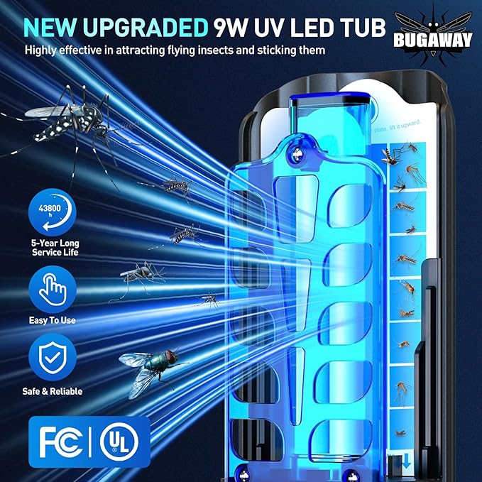 Fly Trap Indoor, 2 Devices with 20 Refills Fruit Fly Traps for Indoors, Flying Insect Trap Plug in Mosquito Bug Zapper Indoor for Home, Moths Catcher Gnats Traps for House with 9w Blue & UV Light