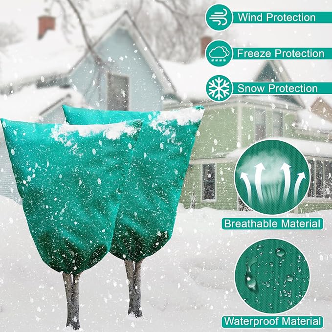 Insoma Extra Large Plant Cover Freeze Protection 86.6" W X 97.5" H, Outdoor Plants Frost Protection Covers with Zipper & Drawstring, Frost Blankets for Tree, Shrub Potted Plants Cover in Winter