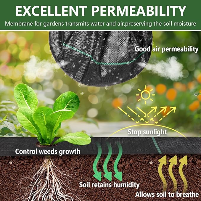 6FT*300FT Landscape Fabric Weed Barrier Fabric Heavy Duty, Weed Gardening Ground Cover Mat, Weed Control Garden Cloth, Woven Geotextile Fabric for Underlayment, Commercial Driveway Fabric, Black