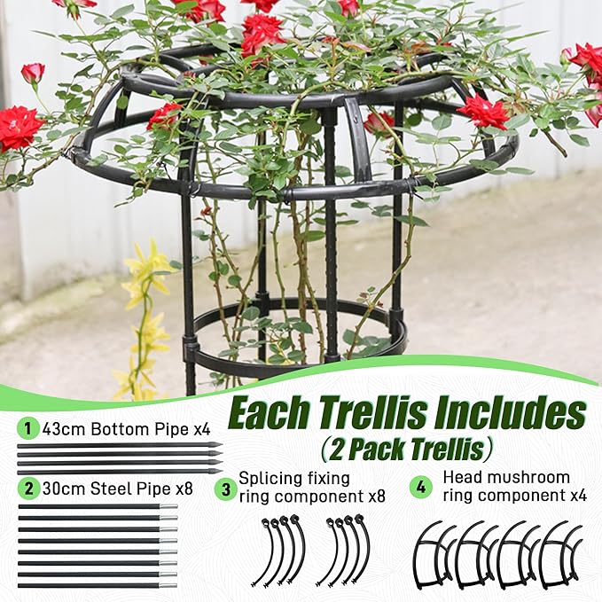 Garden Trellis for Climbing Plants Outdoor,41.3 Inch Mushroom Top Trellis for Climbing Plants, Rustproof Metal Plant Flower Trellises for Vine Rose Flower Tomato Support Outdoor Indoor,1 Pack
