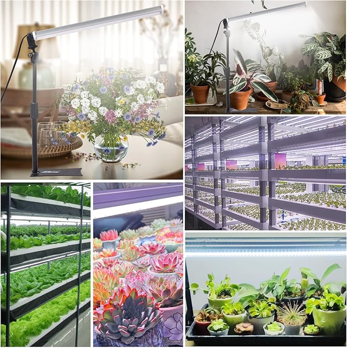 JCBritw Standing LED Grow Light,Adjustable T12 Bar Plant Light, White 6500K Full Spectrum Plant Grow Lamp on Stand for Indoor Plants Seed Starting, Seedlings, Veg, Flower