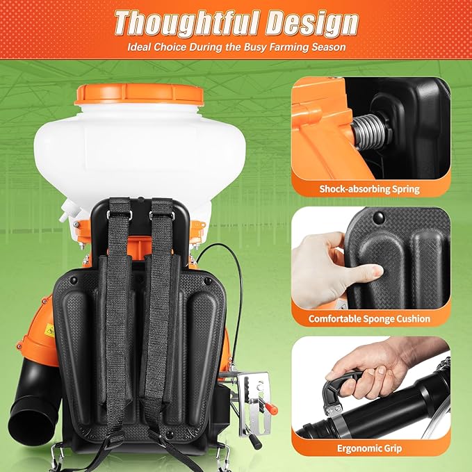 Gas Powered Backpack Sprayer, 3.7gal Fogger Sprayer Blower Garden Backpack Blower for Efficient Garden Spraying and Outdoor Protection