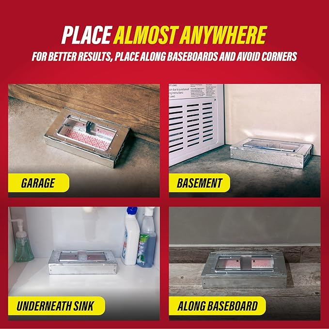 Catchmaster Pro Series Multi-Catch Mouse Trap 3-Pack, Humane Mouse Traps Indoor for Home, Includes Replaceable Glue Board, Pet Safe Pest Control, Live Catch for Garage & Shed