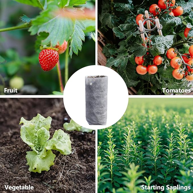 Belit 100 Pcs Nursery Grow Bags, Non-Woven Plants Pots Container for Starting Deep Rooted Plants Vegetable, Flower, Seedling Tree (7.5"x13.5")
