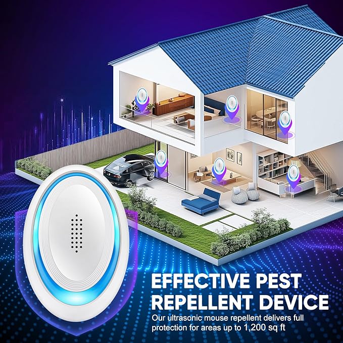 2025 Upgraded Ultrasonic Pest Repeller Indoor Ultrasonic Repellent, Mouse Repellent for Roach, Rodent, Mouse, Mosquito, Mice, Spider, Ant, Bugs Electronic Plug-in Pest Control 6 Pack(White)