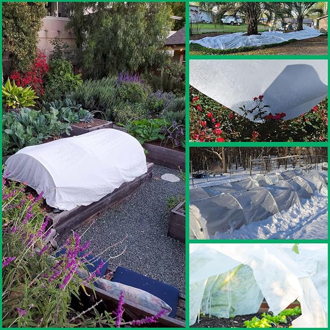 Plant Covers Freeze Protection 10ft x 50ft 1.1 oz Frost Cloth Plant Freeze Protection, Frost Blankets for Outdoor Plants Winter or Floating Row Covers Shade Cloth for Gardens, Vegetables
