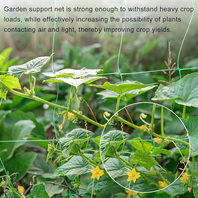 HARFINGTON Trellis Netting for Climbing Plants 3 x 9ft 27 Strands Heavy Duty Garden Trellis Netting Polyethylene Plant Support Net with 4" x 4" Mesh for Fruits Vegetables Cucumber