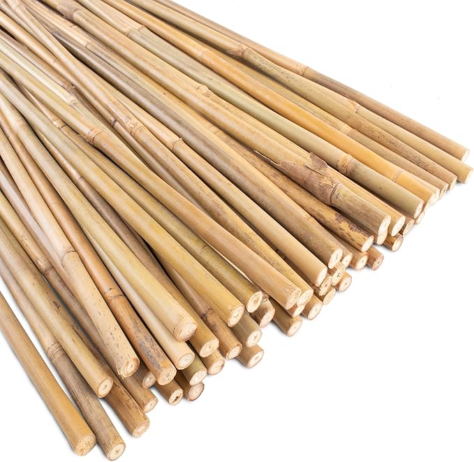 0.32”-0.4"/ 4 Feet Garden Stakes, Natural Bamboo Sticks Plant Stakes for Indoor and Outdoor Plants,Poles for Tomatoes, Beans, Potted Plants(50Pcs)