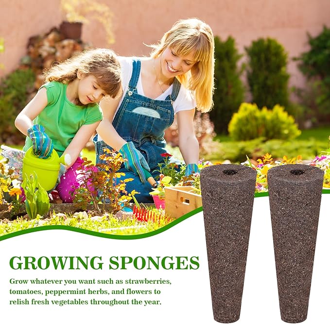 50 pcs Grow Sponges for Hydroponics Compatible with AeroGarden, Hydroponics Growing System Pods, General Hydroponics Rapid Rooter, Starter Plug for Seeds or Cuttings