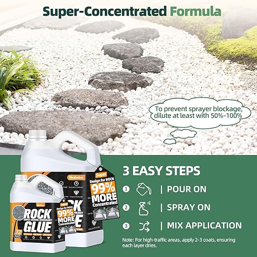 Rock Glue, Mulch Glue 4Gallon- Fast-Drying Adhesive for Landscaping Rocks, Small Pebbles, Pea Gravel Stabilizer & Mulch Binder | Weather-Resistant Outdoor Stabilizer for Driveways, Gardens, Walkways