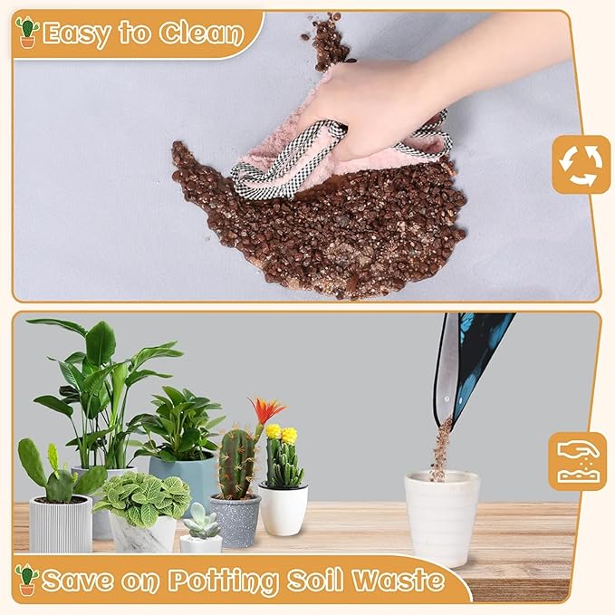 Butterfly Blue Foldable Garden Hand Transplanting Succulent Tools,Waterproof Thickened Repotting Mat Plant Tag, Miniature Planting Indoor Fairy Care,Potting,Cactus,Houseplant Bonsai Tool Kit Gift