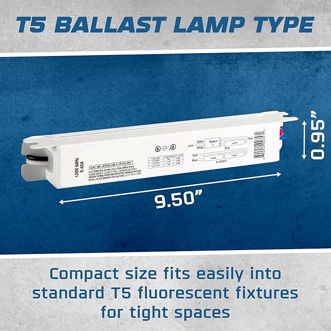 OHLECTRIC 2 Pack - Replacement for Keystone KTEB-128-1-TP-FC-PH/D | 1 Lamp T5 Electronic Fluorescent Ballast | 28 Watts | 120V Input with Rapid Start Technology | UL Listed for Enhanced Safety