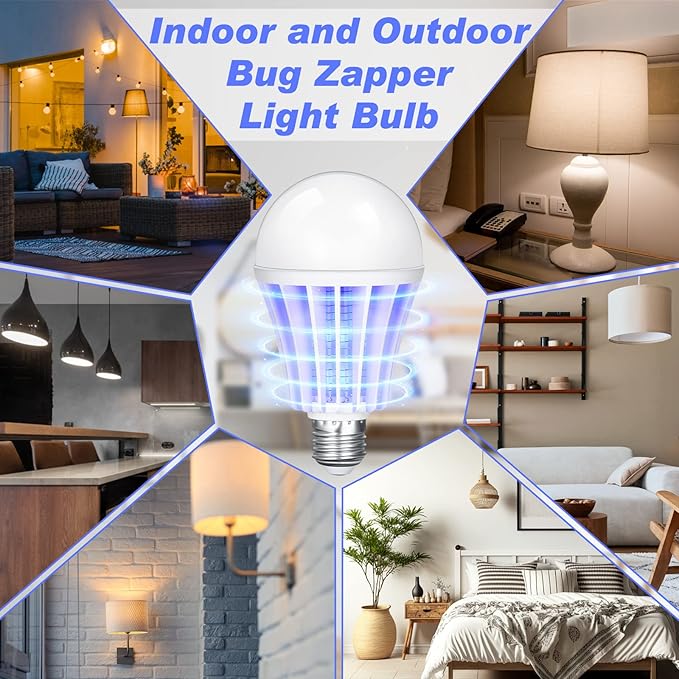 Qualirey Bug Zapper Light Bulb Bulk 2 in 1 Electronic Mosquito Killer Lamp LED Light for Fruit Flies Bug Fly Insect Mosquito Control, Suitable for Indoor Entryway Patio Doorway Corridor (1 Pcs)