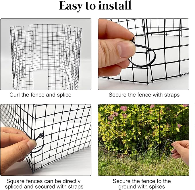 20 Pack Round Plant Protector from Animals, 12'' x 12'' Metal Plant Cages,60Pcs Metal Mesh to Keep Animals Out, Garden Protection Bunny Barricades, Wire Plant Protectors for Rabbits Chicken Duck