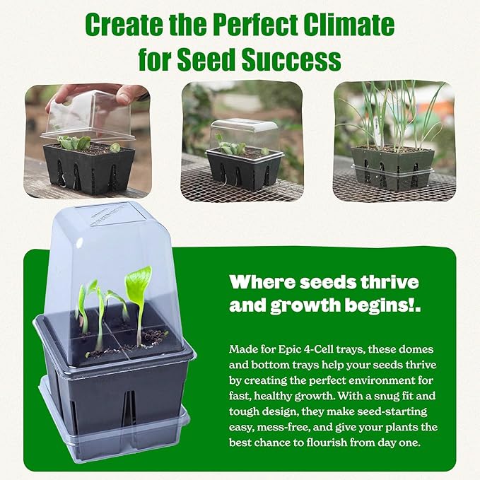 Epic Gardening Reusable Germination Domes & Trays - Easy Watering Seed Starting - Gardener Friendly Plant Trays for Seedlings | UV-Treated & BPA-Free (8)