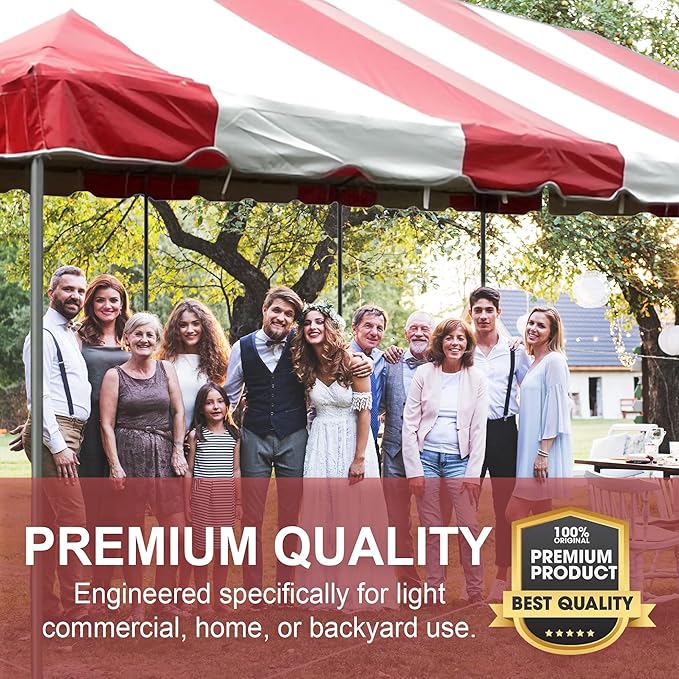Party Tents Direct 20'x 20' Weekender Canopy Pole Tent with Sidewalls - Easy Up Canopy Tent with 80 Person Capacity - Outdoor Canopies for Parties, Weddings, and Events (Red/White)