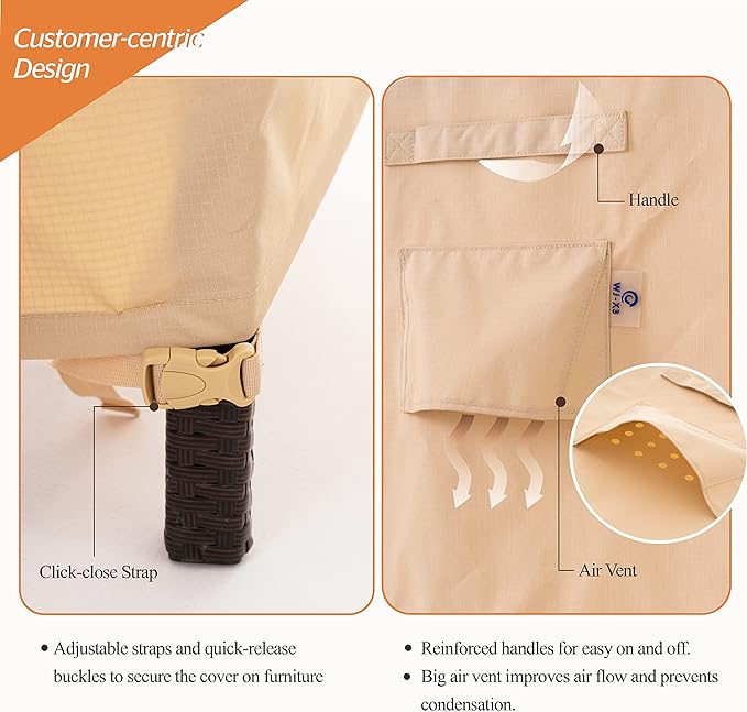 Patio Chair Cover, Outdoor Lounge Cover, Heavy Duty, Waterproof Lawn Chair Covers, 36W x 40D x 36H, Beige, 2-Pack