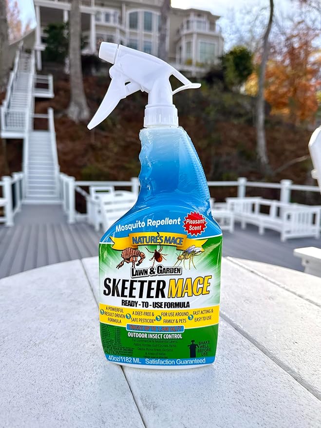 Nature’s MACE Outdoor Pest Repellent Spray – Kills & Repels Multiple Insect Types – Treats Lawns, Shrubs, and Patios – Safe for Family, Pets, and Plants – Essential Oil Formula with Fresh Scent – 40oz