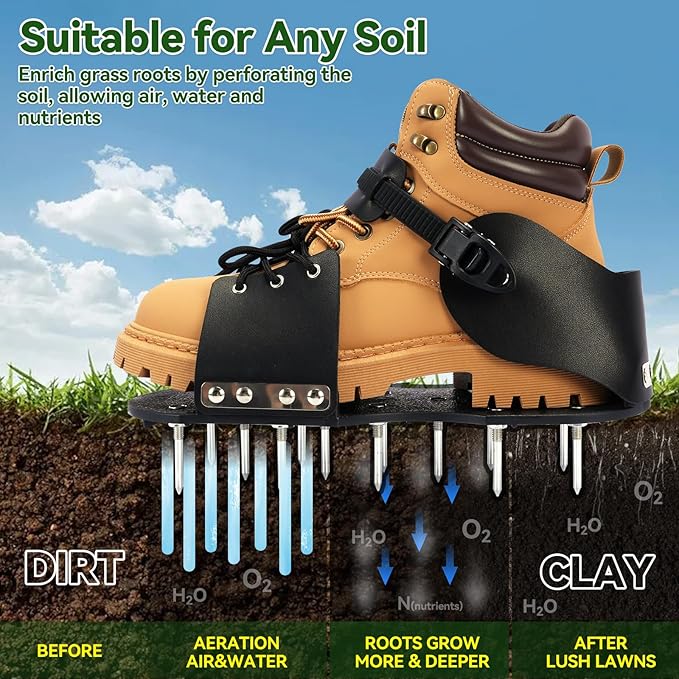 HFH Lawn Aerator Shoes for Grass,Aeration Shoes for Lawn,Spike Shoes for Lawn Aerating (Shoelace)