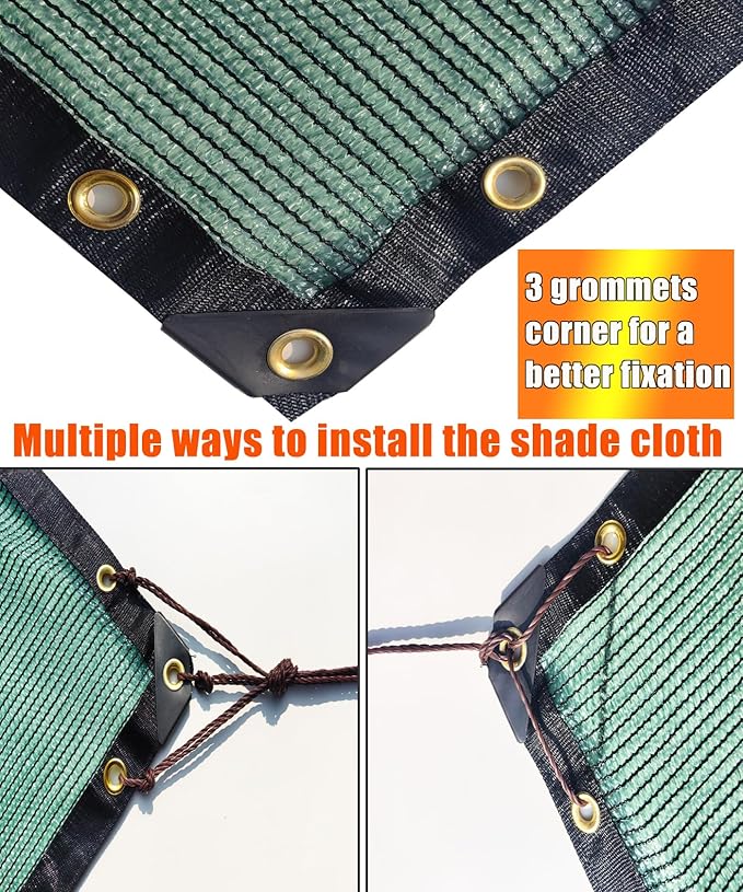 e.share 70% Shade Cloth for Garden, 12 Ft X 20 Ft Sun Shades Outdoor Patio with Grommets for Plant Covers,Porch Screen,Pergola Shade Cover,Greenhouse,Green