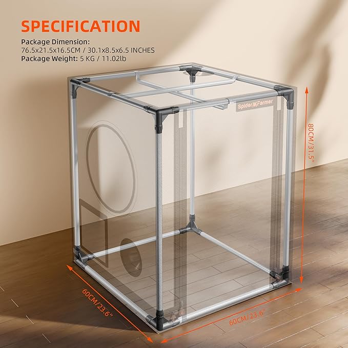 Spider Farmer Small Grow Tent for Seed Starting, 24"x24"x31", with Roll-up Door, Observation Window, Removable Floor Tray, 2000D Thicken Mylar Canvas for Propagation, Germination, Cloning