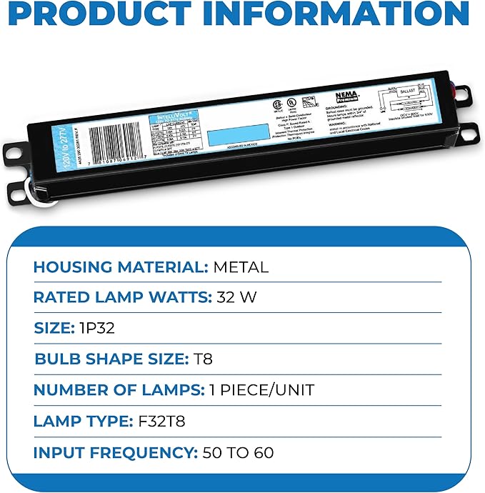OHLECTRIC (10 Pack) Replacement for ICN-1P32-SC 1 Lamp - T8 Fluorescent Electronic Ballast - 120-277 Volt - Instant Start - Standard and Energy Efficient Ballasts - UL Approved