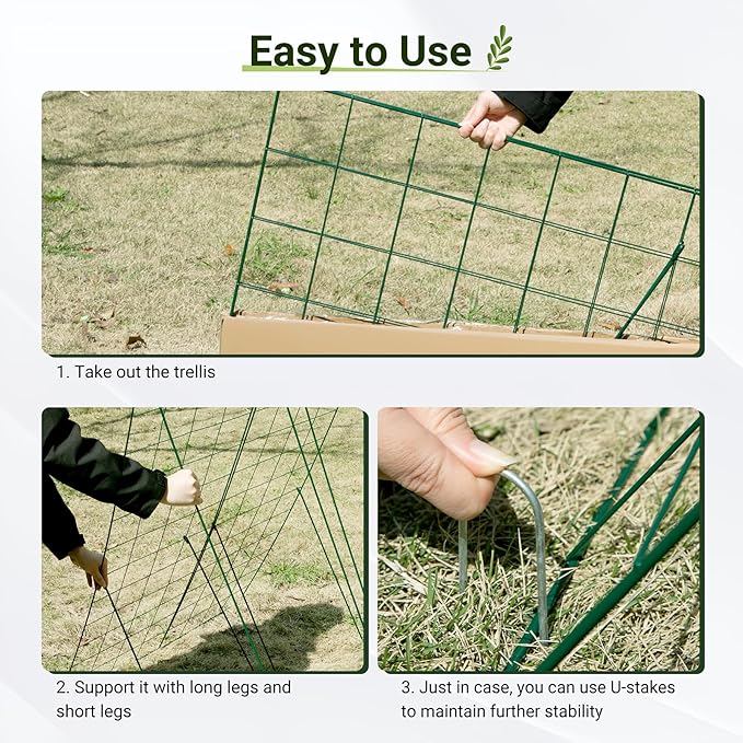 Cucumber Trellis for Raised Bed, 48" L x 48" W Garden Trellis for Climbing Plants Outdoor with Support Structures, A Frame Trellis for Climbing Vegetables Peas, Vine, Bean