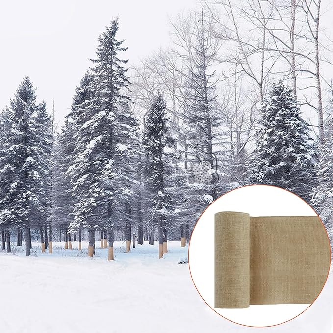 Agfabric Burlap Tree Wrap, 31''x50ft Natural Burlap Fabric Roll for Winter Tree Trunk and Outdoor Plants, Tree Trunk Guards Protect Bark, 100% Jute Plants Bandage for Keeping Warm and Moisturizing
