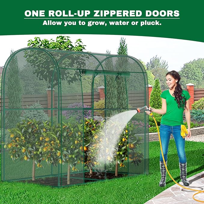 Crop Cages for Garden Plant, 6.6x3.3x6 Ft Plant Protection Netting Tent with Zippered Door, Raised Bed Cover, Garden Bed Cover with Frame, Wind-Resistant Plant Cages for Outdoor Plants
