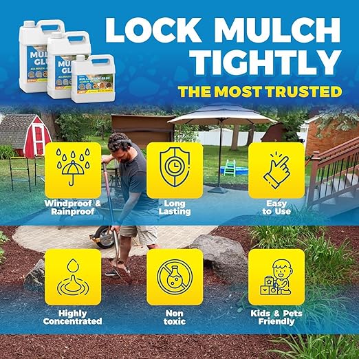 Make 166oz Rock Glue for Landscaping, Concentrated Mulch Glue, Gravel Binder for Pea Gravel, Bark, Waterproof Clear Outdoor Mulch Anchor, Stone Stabilizer for Paths, Patios, Driveways & Garden Border