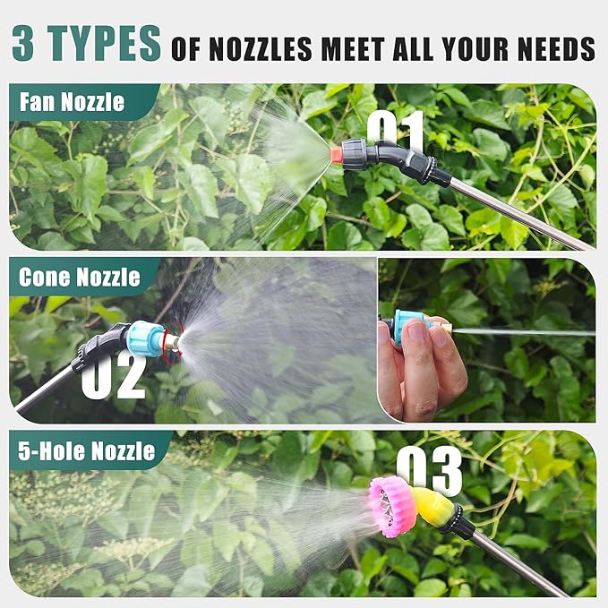 2 Gallon Battery Powered Sprayer, Electric Garden Sprayer, Backpack Sprayer with 3 Mist Nozzles & USB Rechargeable Handle & Retractable Wand & Adjustable Strap for Lawn, Garden, Yard (Green)