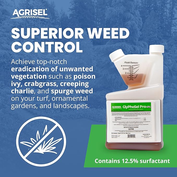 GlyPhoSel Pro Weed Killer, Tackles Hard-to-Kill Weeds, Low-Odor, Easy Mixing, Pet Safe, Includes 3-Pack of Agrisel Protective Gloves, 32 Ounces