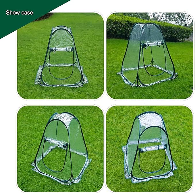 Porayhut Pop Up Greenhouse Cover,Pack of 3 Pcs,Flower House Mini Gardening Plant Flower Sunshine Room Room,Backyard PVC Greenhouse Cover for Cold Frost Protector Gardening Plants