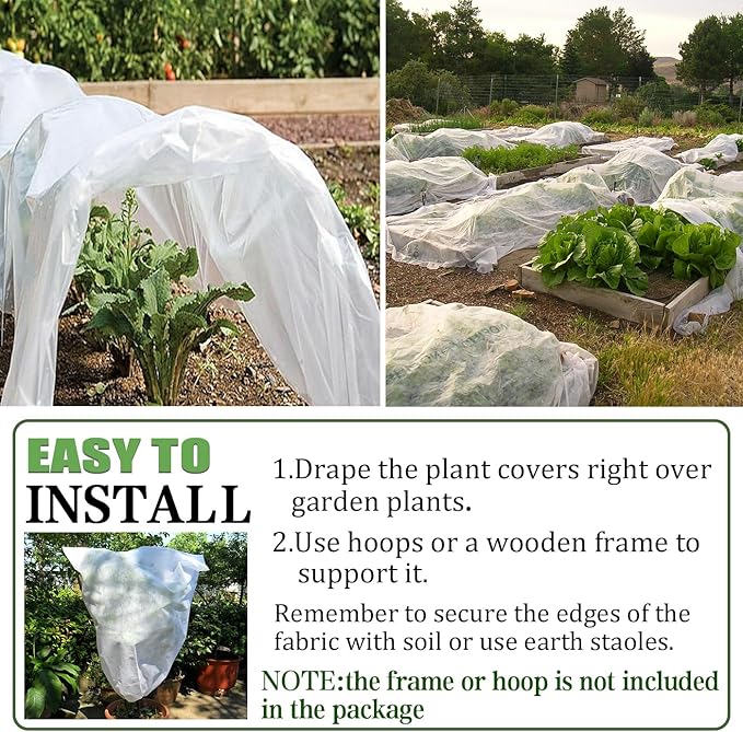 Plant Covers Freeze Protection 7 x 25 Ft, Thick Frost Cloth for Outdoor Plants, Winter Plant Blankets and Frost Covers for Garden Frost Protection, Floating Row Cover