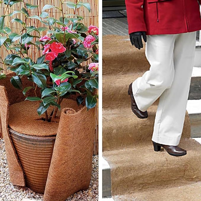 1 Rolls 32x80 Inch(80cm*200cm) Coco Liner Roll Natural Coconut Fiber mat Coconut Liners for Planter Flower Basket No-Slip Ice and Snow Carpet Mats Animal pet pad